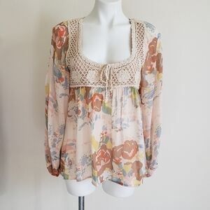 SANCTUARY Sheer Long Sleeve Top, Size S